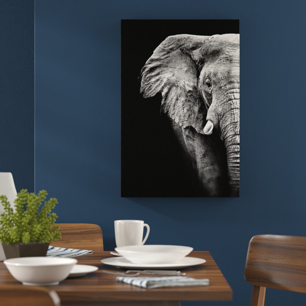 Leinwandbild Elefant Porträt in Monochrom