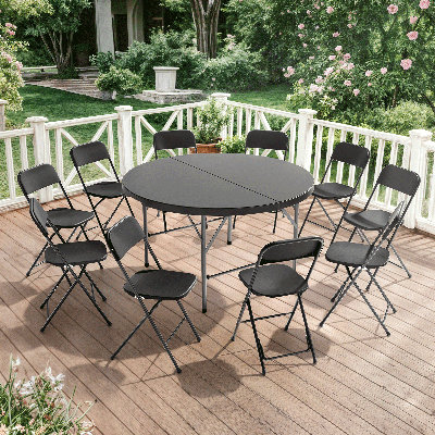 11-Piece Fold-In-Half Card Table – Kitchen, Wedding Event Set