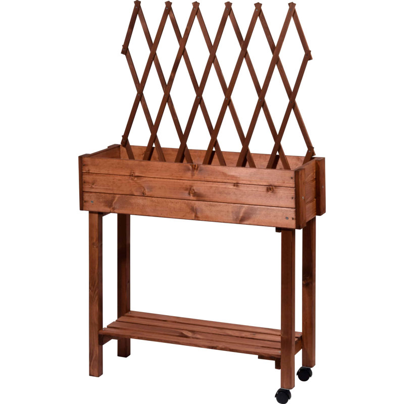 Elevated Planter with Trellis, Brown