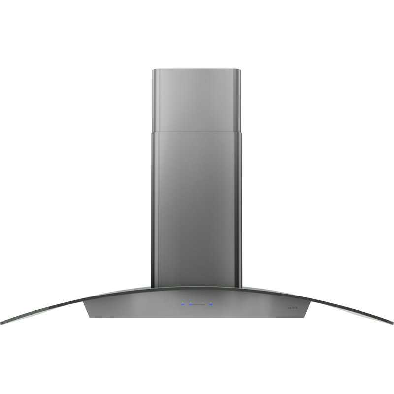 Zephyr Ravenna 36 in. 600 CFM Island Mount Range Hood with LED Lighting in Black Stainless Steel with Gray Glass Canopy