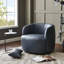 Fauteuil pivotant rembourré en similicuir avec repose-pieds-115270002