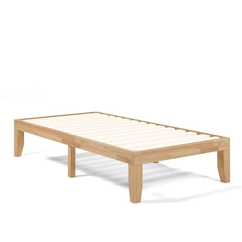 Swansea 14 Inch Height Solid Wood Platform Bed Frame With Slat Support, Natural, Twin