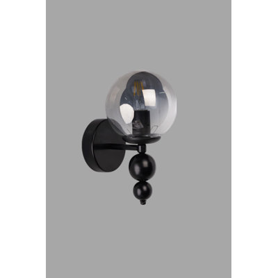 Lampe murale industrielle avec corps en métal et capuchon en verre, finition grise et noire, 11,8 po x 5,9 po | Douille E27, 40 W maximum (ampoule non incluse) | Parfait pour les décors modernes, certifié IP20 pour une utilisation à l'intérieur