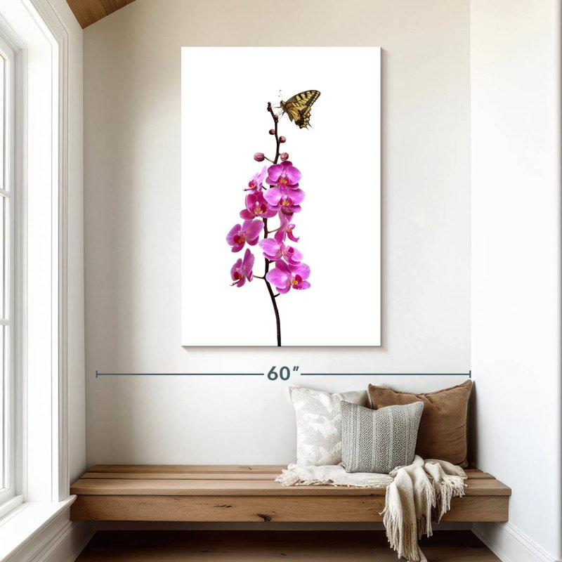 Brampt Butterfly On Orchid Stalk, 48" H x 32" W