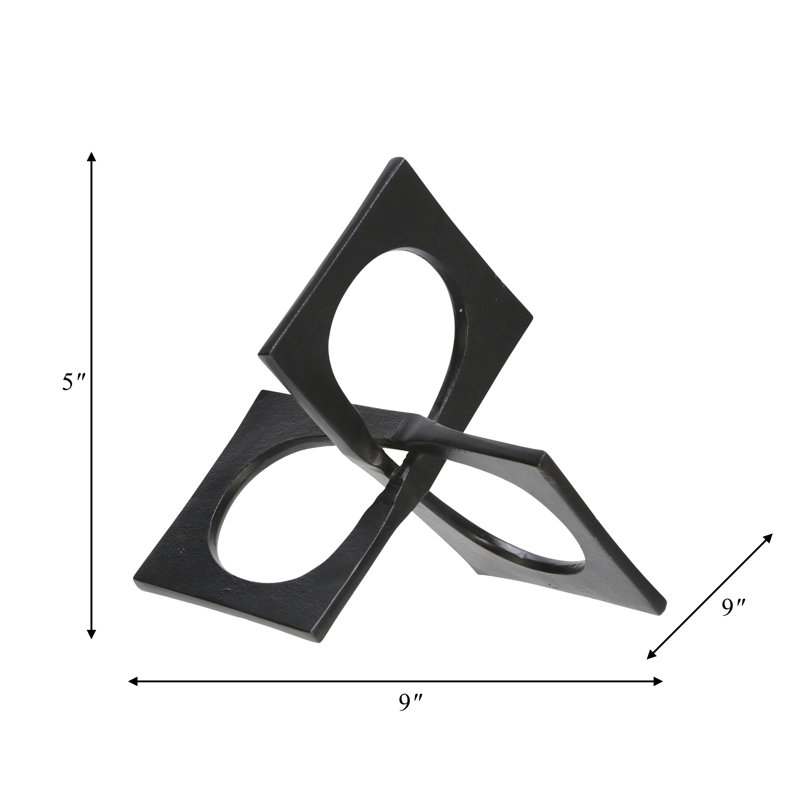 Modern Metal Decorative Object - Geometric Abstract Accent Sculpture for Contemporary Home and Office Decor, Black 
