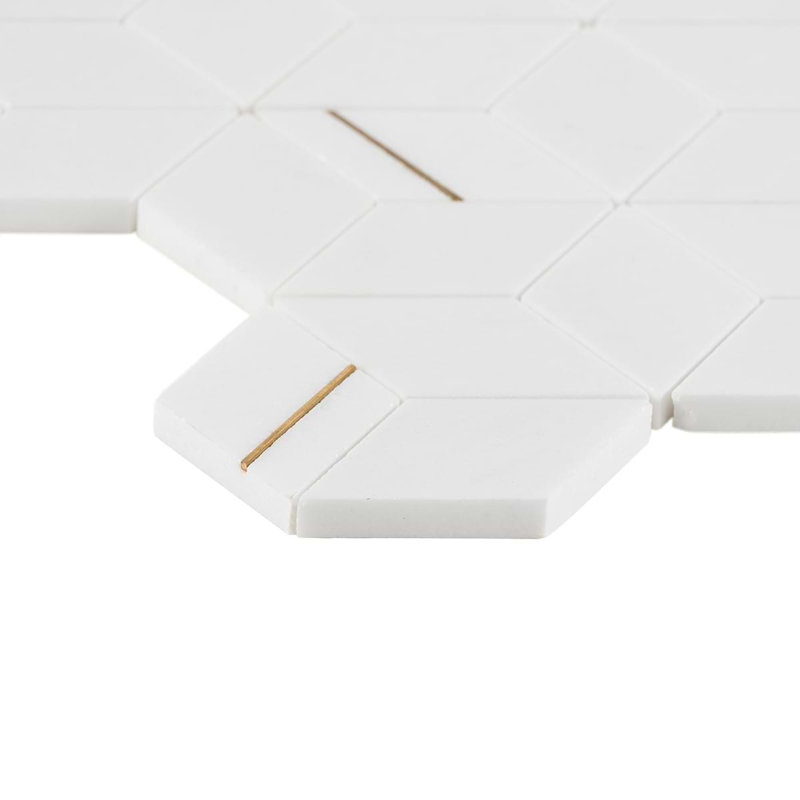 Morgana Polished Marble And Brass Mosaic, Thassos