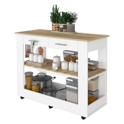 2-Drawer 2-Shelf Kitchen Island