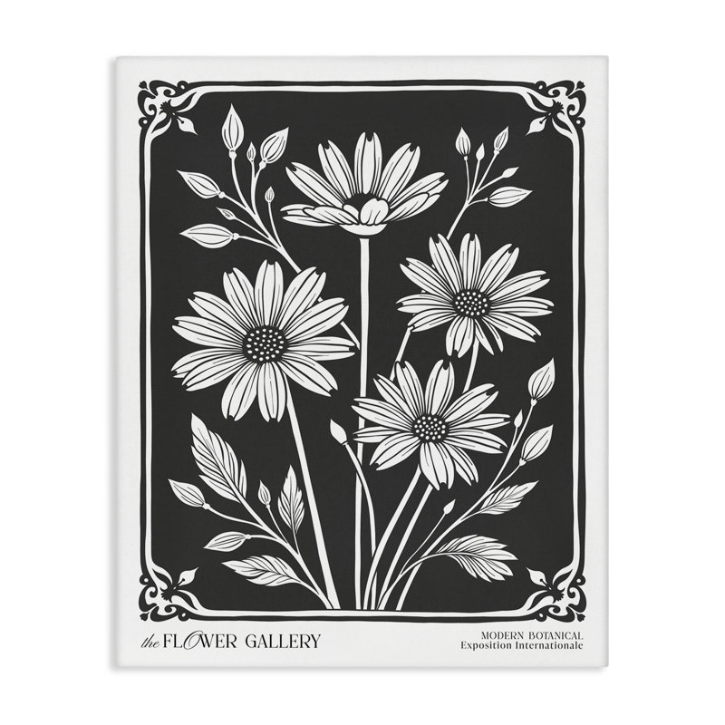 «Daisies with Vintage Border», art mural par lettré et doublé, H 30 po x l 24 po
