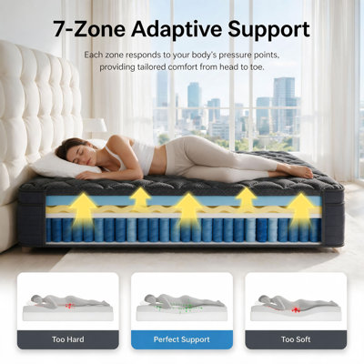 Matelas de qualité supérieure abordable 12/14 pouces dans une boîte, confort ferme moyen respirant rafraîchissant, matelas de chambre à coucher durable pour toutes les tailles