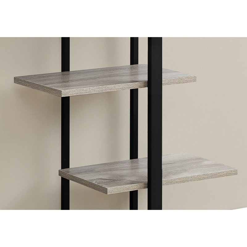 60"H Modern Taupe Bookcase With Metal Base For Office Contemporary Display Shelves