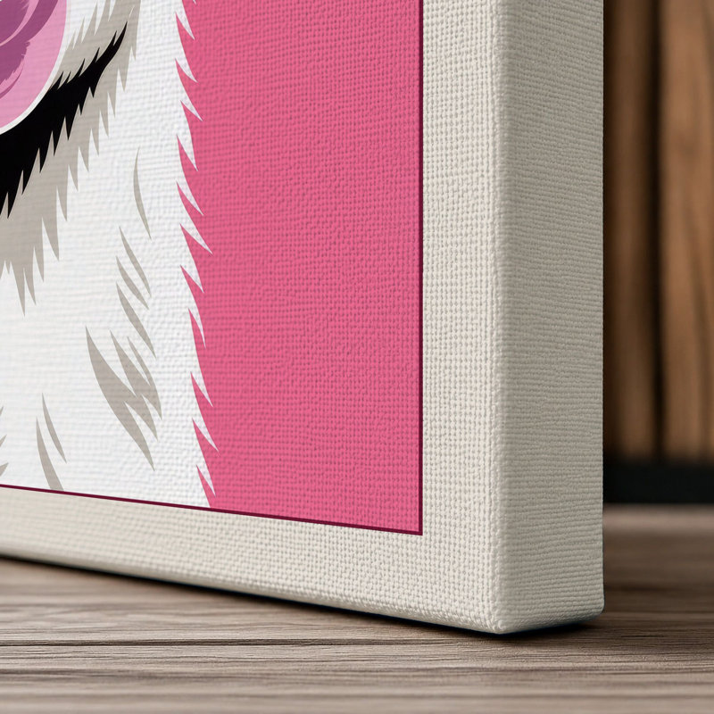 Llama Bubble Gum Modern - Wrapped Canvas, 18x12 - 45.7 x 30.5 cm, Cream Border