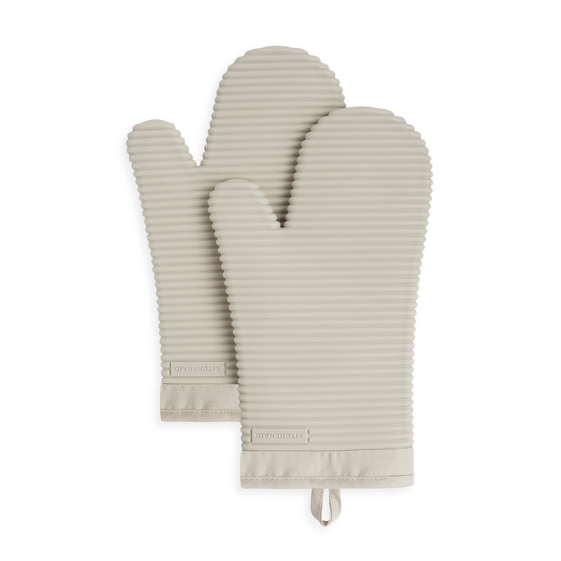 KitchenAid Ribbed Soft Silicone Oven Mitt, Tan