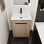 Meuble-lavabo autoportant en céramique avec 2 portes réglables et base en contreplaqué avec meuble-lavabo à fermeture en douceur-1712213612