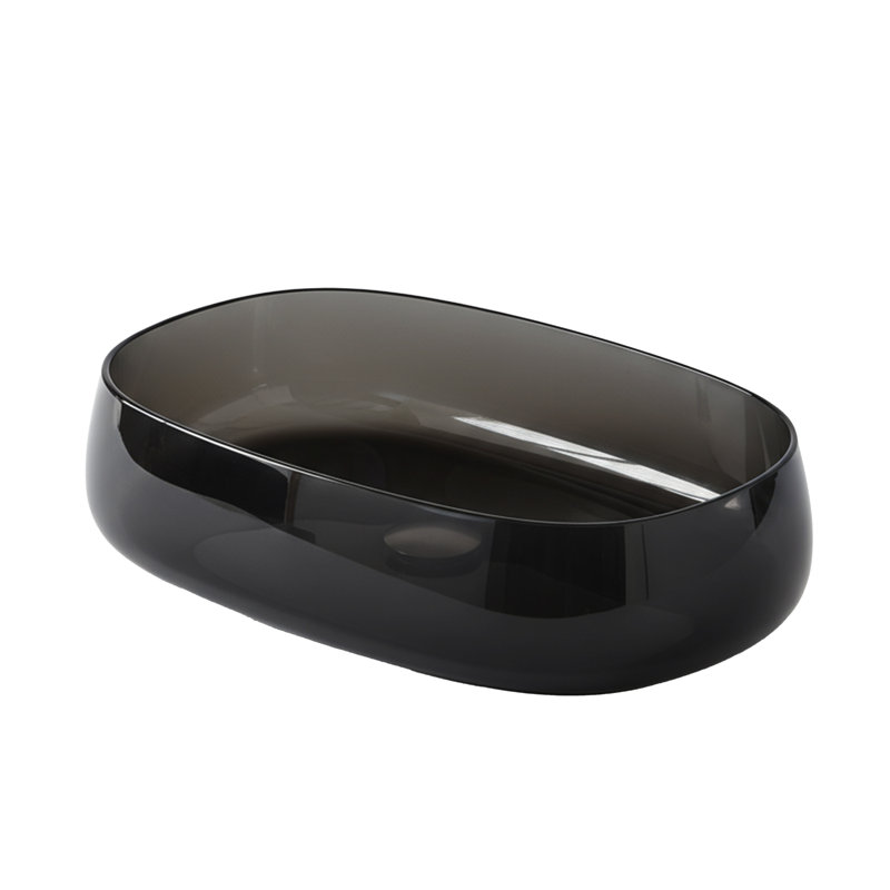 Casainc Solid Surface Resin Bathroom Vessel Sink, Translucency Black