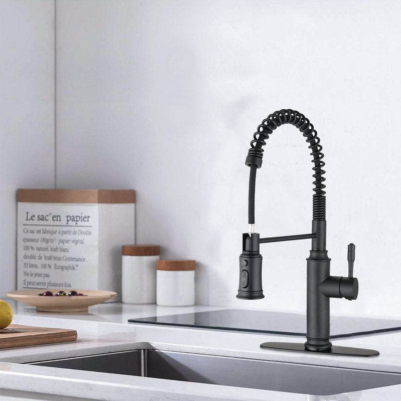 Robinet de cuisine tactile avec douchette extractible, Noir mat
