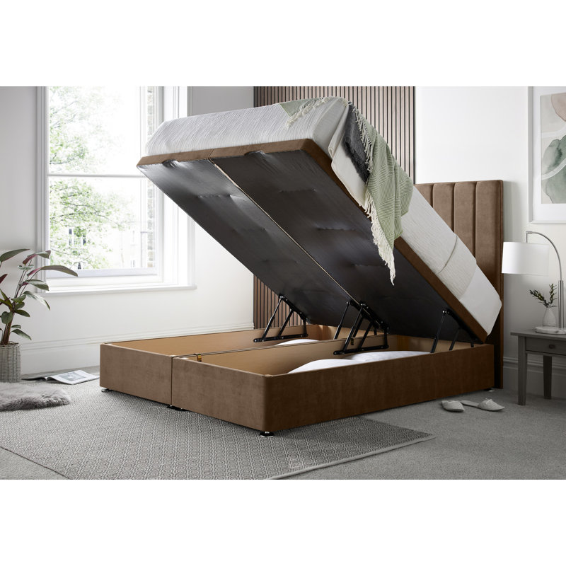 Sara Naple Divan Ottoman with Floor Standing Headboard, Kingsize (5'), Mink