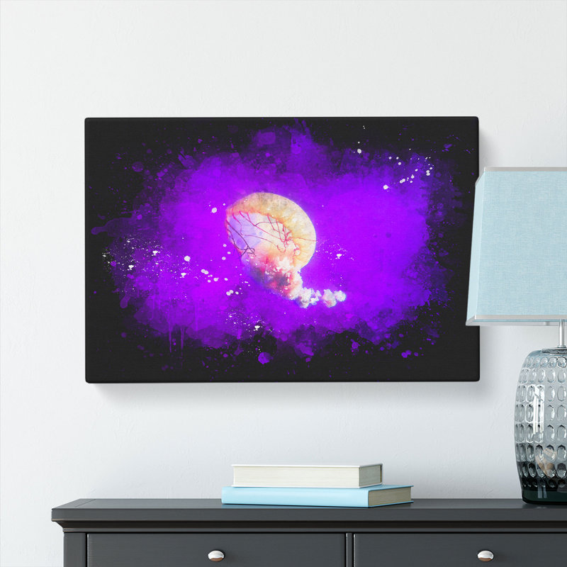 Jellyfish Paint Splash - Wrapped Canvas, 40cm H x 60cm W x 3cm D