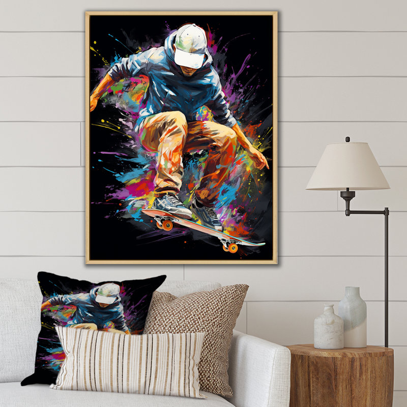 Skateboard Urban Flow VI - impressions sur toile de sport, H 32 po x l 24 po x P 1 po, Cadre naturel flottant