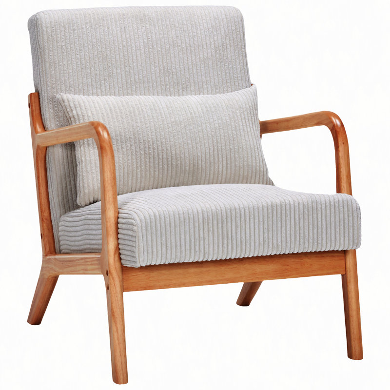 Chaise d'appoint, fauteuil avec fauteuils, fauteuil de lecture rembourré avec structure en bois massif et balcon de chambre à coucher pour salon