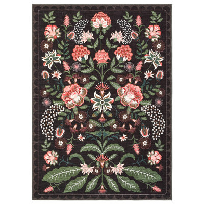 Tapis vintage lavable floral pour chambre à coucher et salon