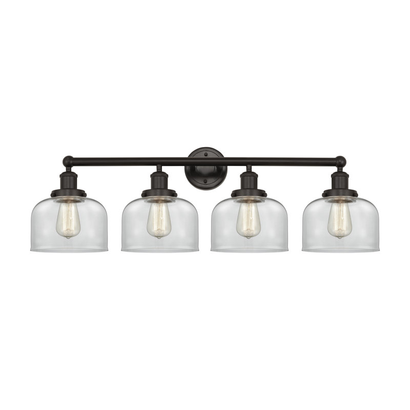 Éclairage pour meuble-lavabo à 4 lumières à intensité variable Ashleigh-Jo, Transparent, Bronze huilé