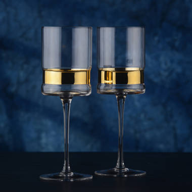 Twine Linger Crystal Wine Glasses Set of 2 - 14oz Stemmed White Wine  Glasses