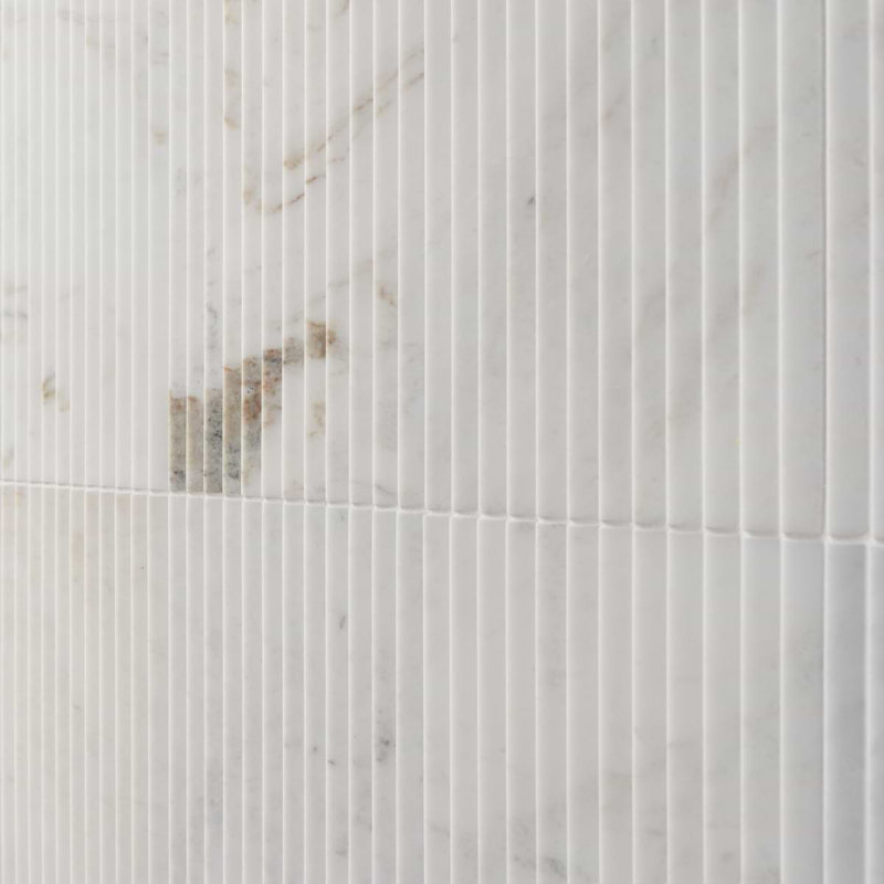 Stonework Alaska White 12x24 Marble Tile, Peak 3D Satin