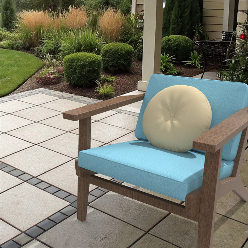Coussin décoratif intérieur / extérieur Sunbrella, housse de coussin ronde de 20 pouces avec insert, Beige, Rond 20 po