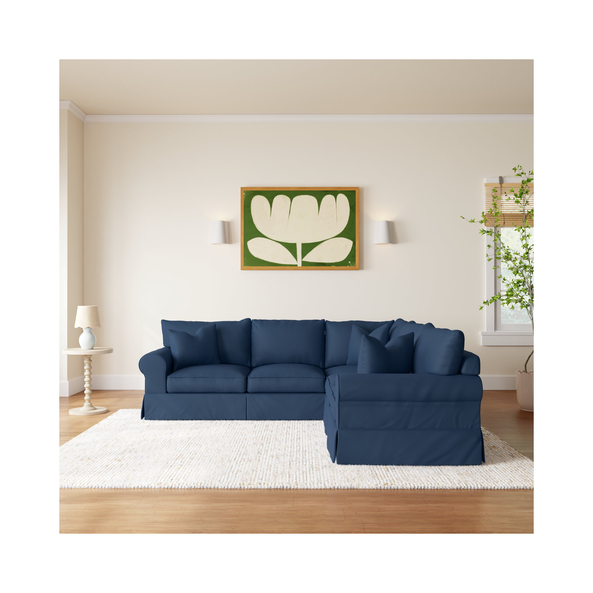 Amari Upholstered L-Sectional, Right Hand Facing, Classic Indigo Denim