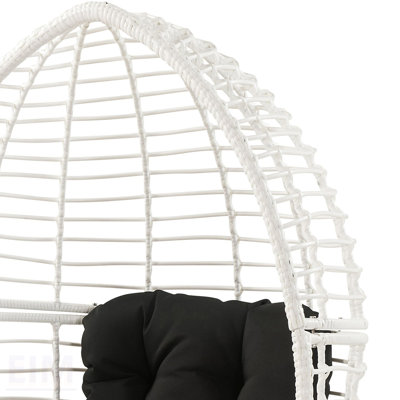 Chaise longue contemporaine noire et blanche avec coussin amovible pour la détente en plein air