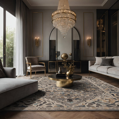 Tapis gris soyeux et moelleux