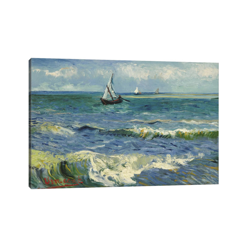 Seascape Near Les Saintes Maries De La Mer by Vincent Van Gogh - Painting on Canvas, 66.04 cm H x 45.72 cm W x 1.91 cm D