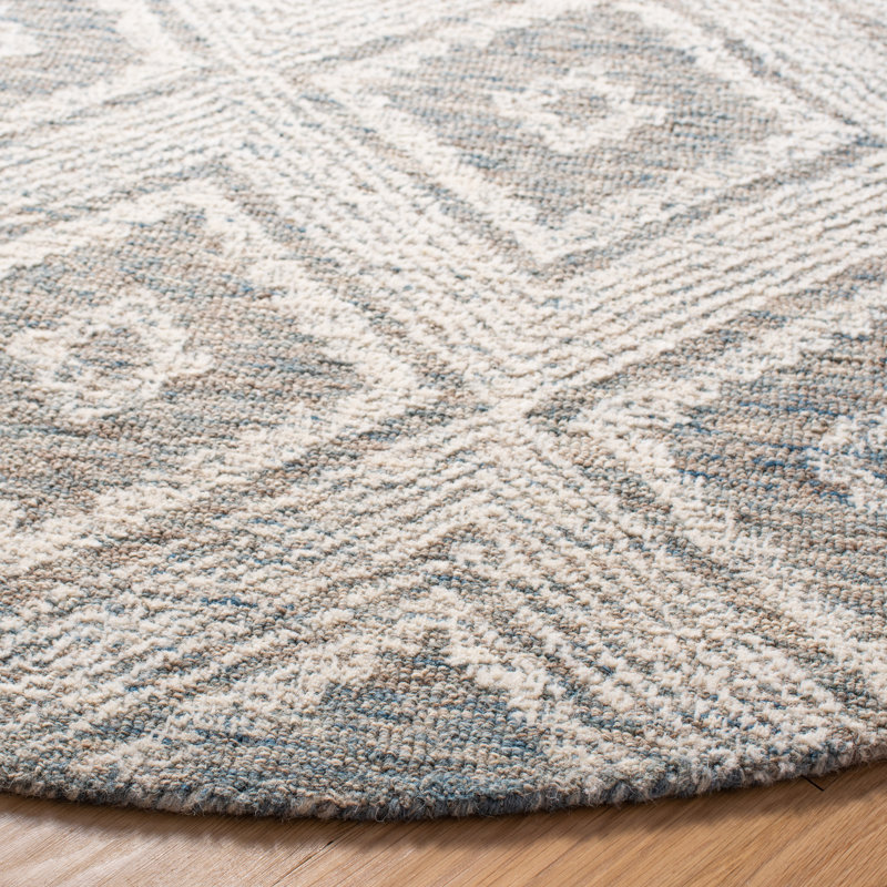 Dibenedetto Hand Tufted Wool Geometric Rug, Square 6'