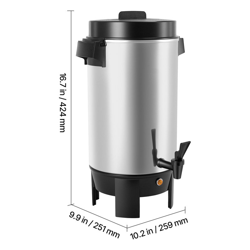 Commercial Coffee Urn, 40 Cup 203oz Hot Beverage Dispenser with Dripless Faucet, 1090W Quick-Brewing Coffee Maker, Automatic Temperature Control, for Catering, Party, Church & Restaurant
