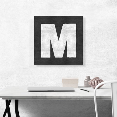 «Chalkboard Alphabet Lettre M», reproduction d'art textuel sur toile tendue