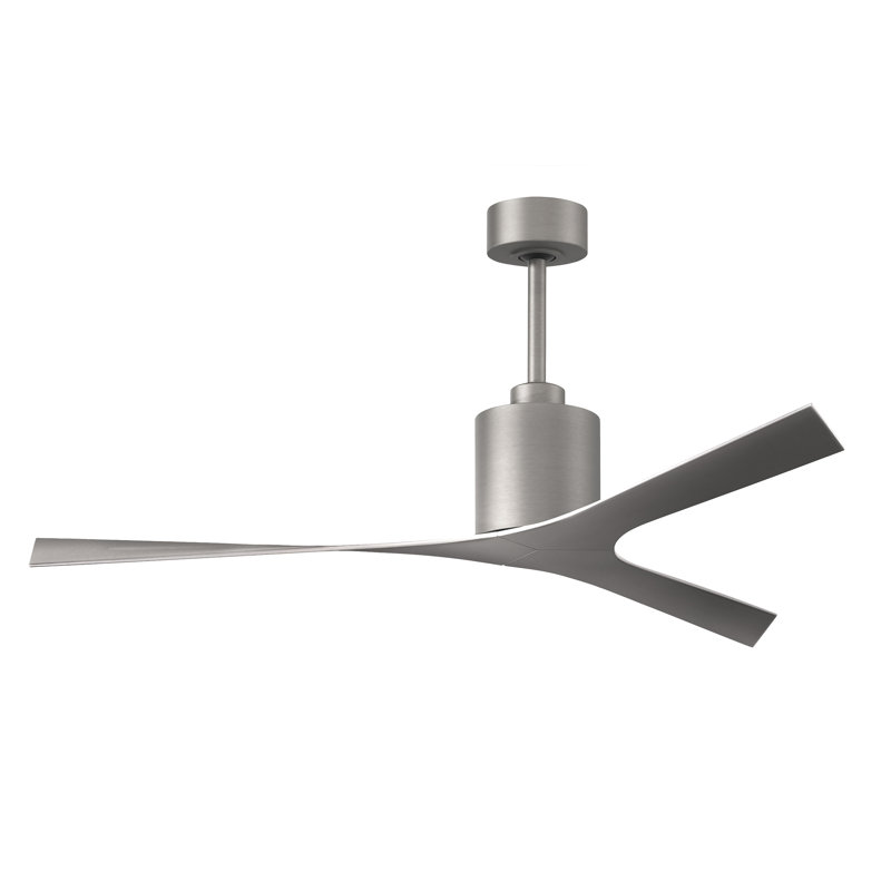 Ventilateur de plafond à 3 pales 56 po avec contrôle mural Molly, Nickel brossé, Nickel brossé
