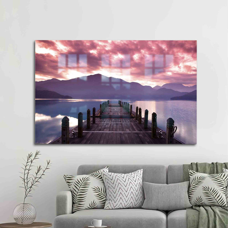 Magnifique art mural en verre trempé coucher de soleil océanique idéal pour rehausser votre décor avec ses nuages uniques