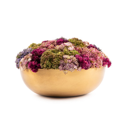 Faux Assorted Color Floral Arrangement in Gold Bowl