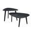 Ensemble de 2 tables basses gigognes triangulaires 2 pièces, table d'appoint en placage de bois, peu encombrant pour le salon et la chambre à coucher - Noyer clair, naturel et noir-564787178