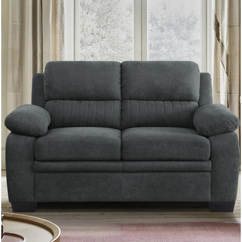 Mellitz 58'' Upholstered Pillow Top Arm Loveseat,  35" H x 58" W x 35.5" D, Dark Gray 