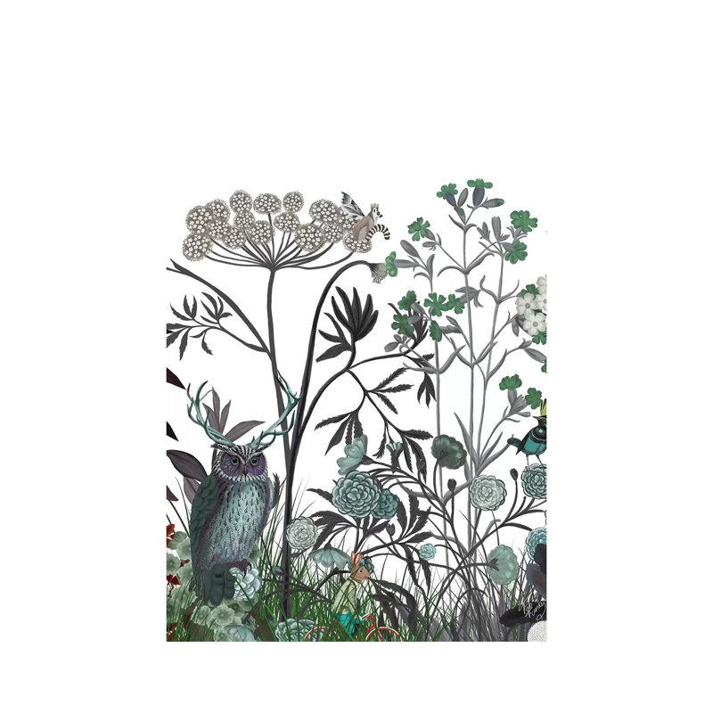 Wildflower Bloom, Owl by Fab Funky - Wrapped Canvas Gallery-Wrapped Canvas Giclée, 20.32 cm H x 30.48 cm W