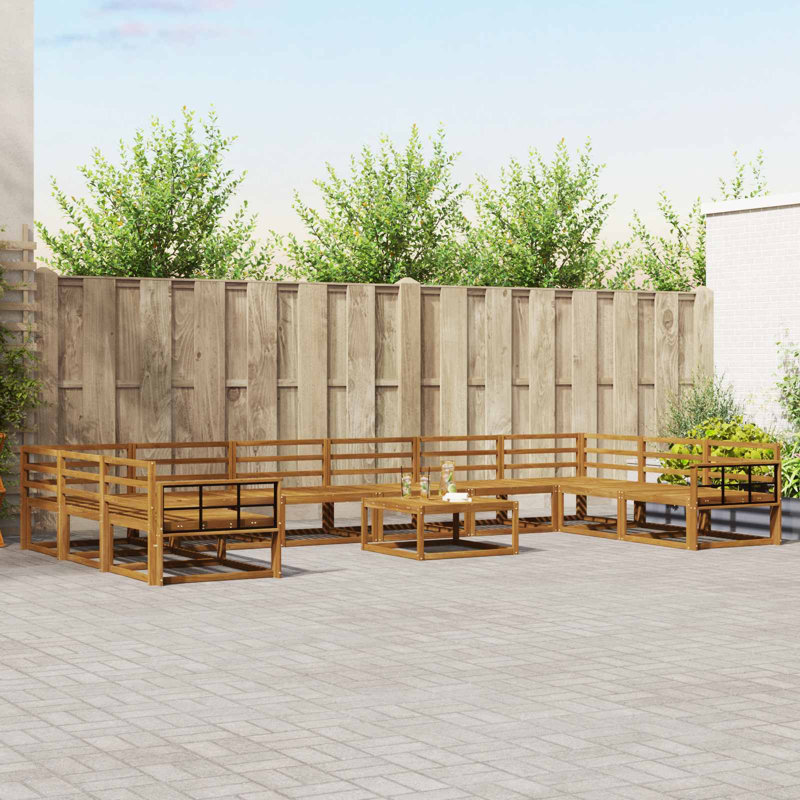  Outdoor Sofa Set 11 Pcs Natural Solid Acacia Wood