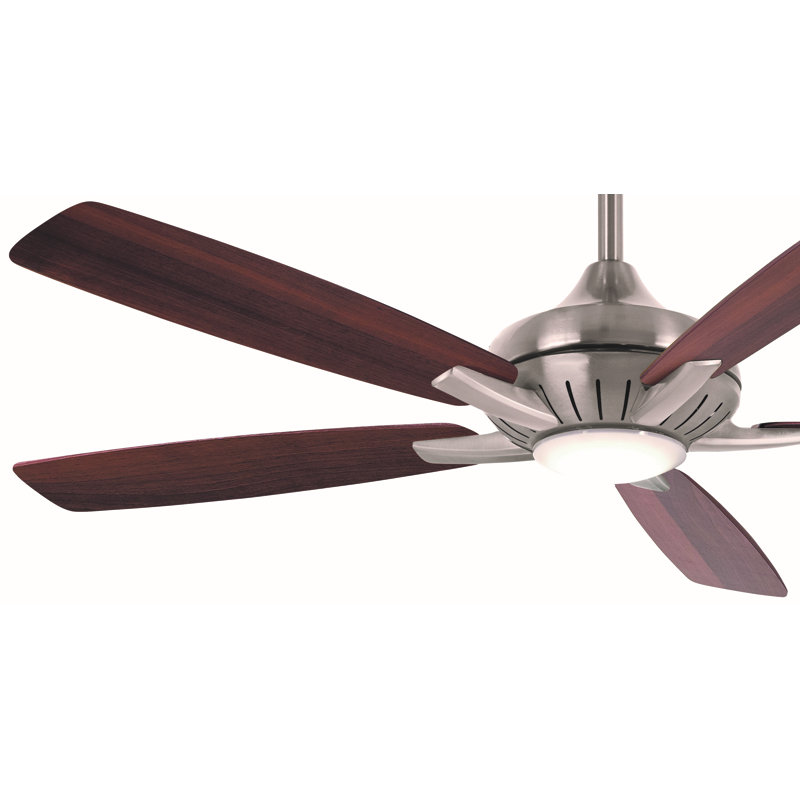 60" Dyno 5 - Blade LED Smart Standard Ceiling Fan with Remote Control and Light Kit Included, Medium Maple/Dark Walnut