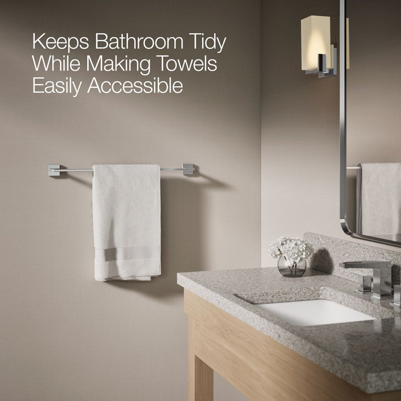 Square Towel Bar, Polished Chrome, 24"W