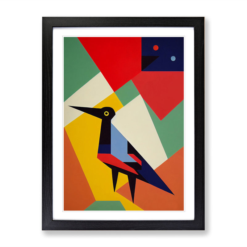 Abstract Bird No.2 - Single Picture Frame Print, Black, 34cm H x 25cm W x 2cm D