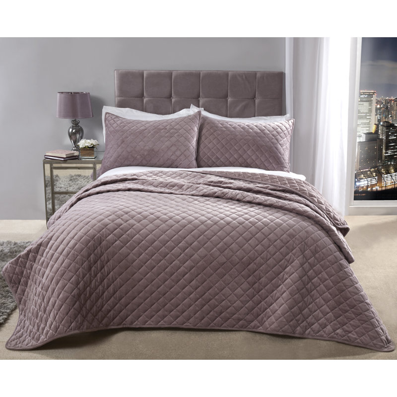 Kacie Polyester Bedspread with Pillow Shams Included, Heather
