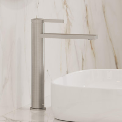 Robinet de lavabo vasque H 12 "avec bonde escamotable Tinian, robinet de salle de bain moderne monocorps et nickel brossé