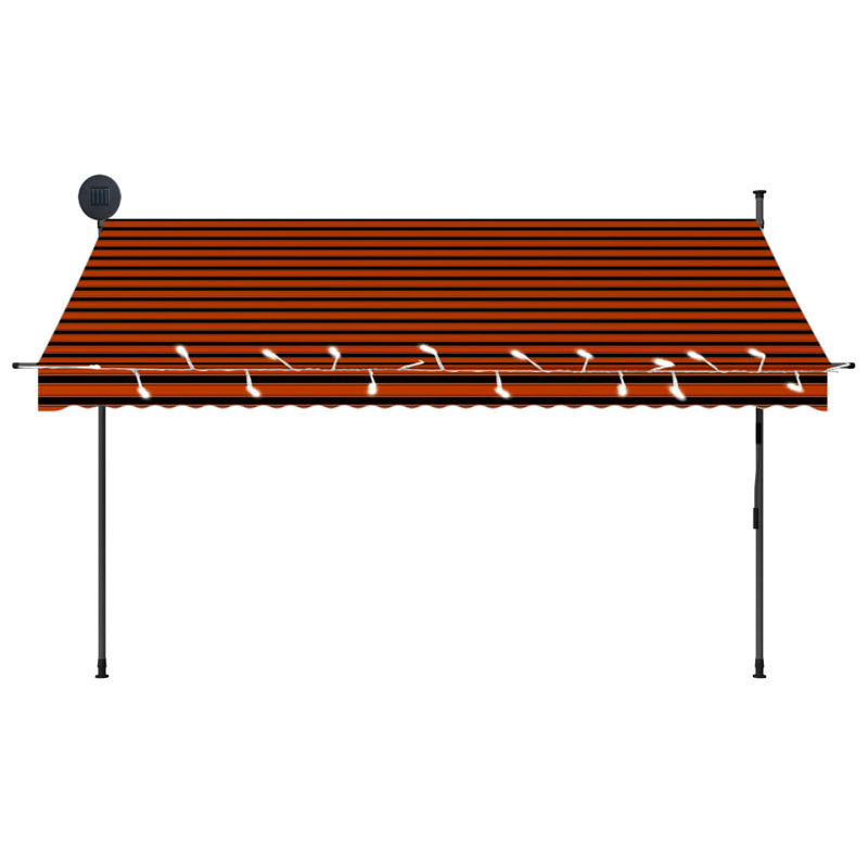 VidaXL Retractable Awning with Hand Crank and LED Sunshade Shelter for Outdoor, 1118.11" H x 118.4" W x 49.21" D