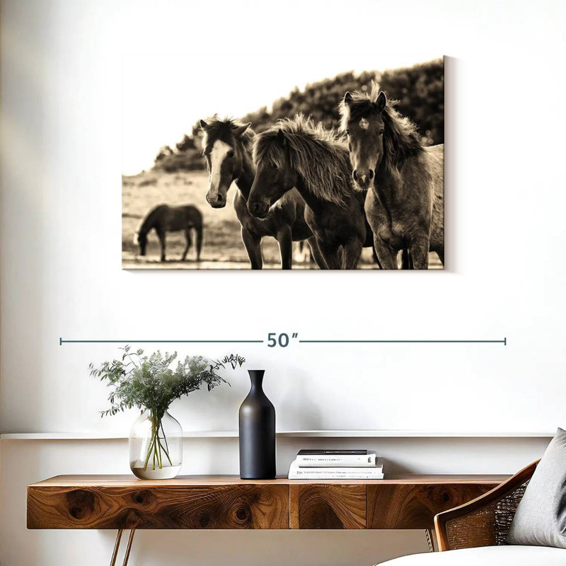 Horses Three Sepia, 24" H x 36" W
