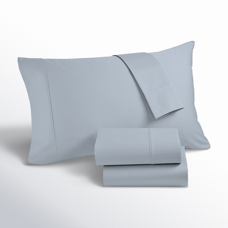 Ensemble de draps Ultimate Percale 100% coton, Ensemble de draps pour très grand lit avec 2 taie, Bleu clair